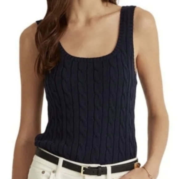 Lauren Ralph Lauren Tops - Lauren Ralph Lauren Navy Cable Knit Sweater Tank Top